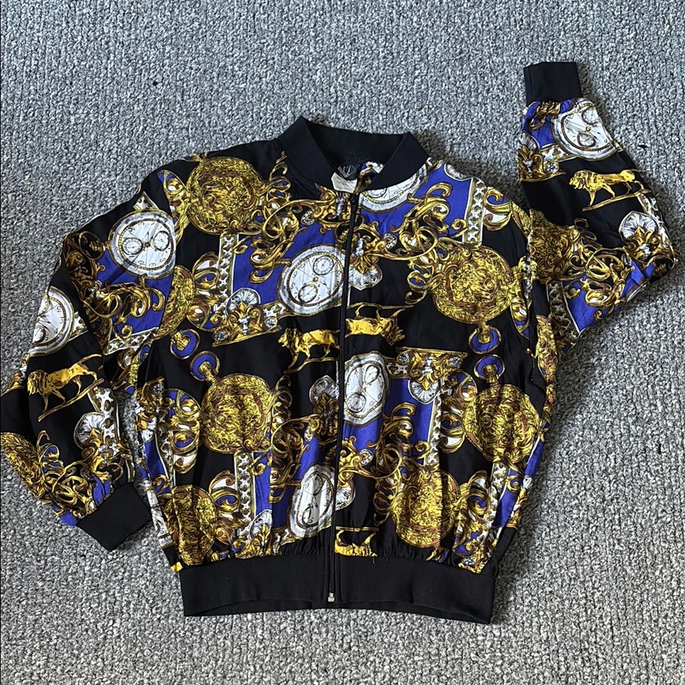 Vintage Baroque Print Bomber Jacket